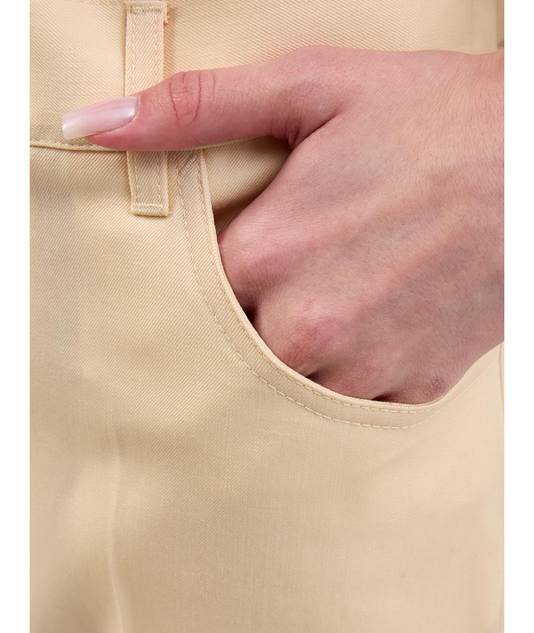 JIL SANDER Бежевые шерстяные прямые брюки, фото 5