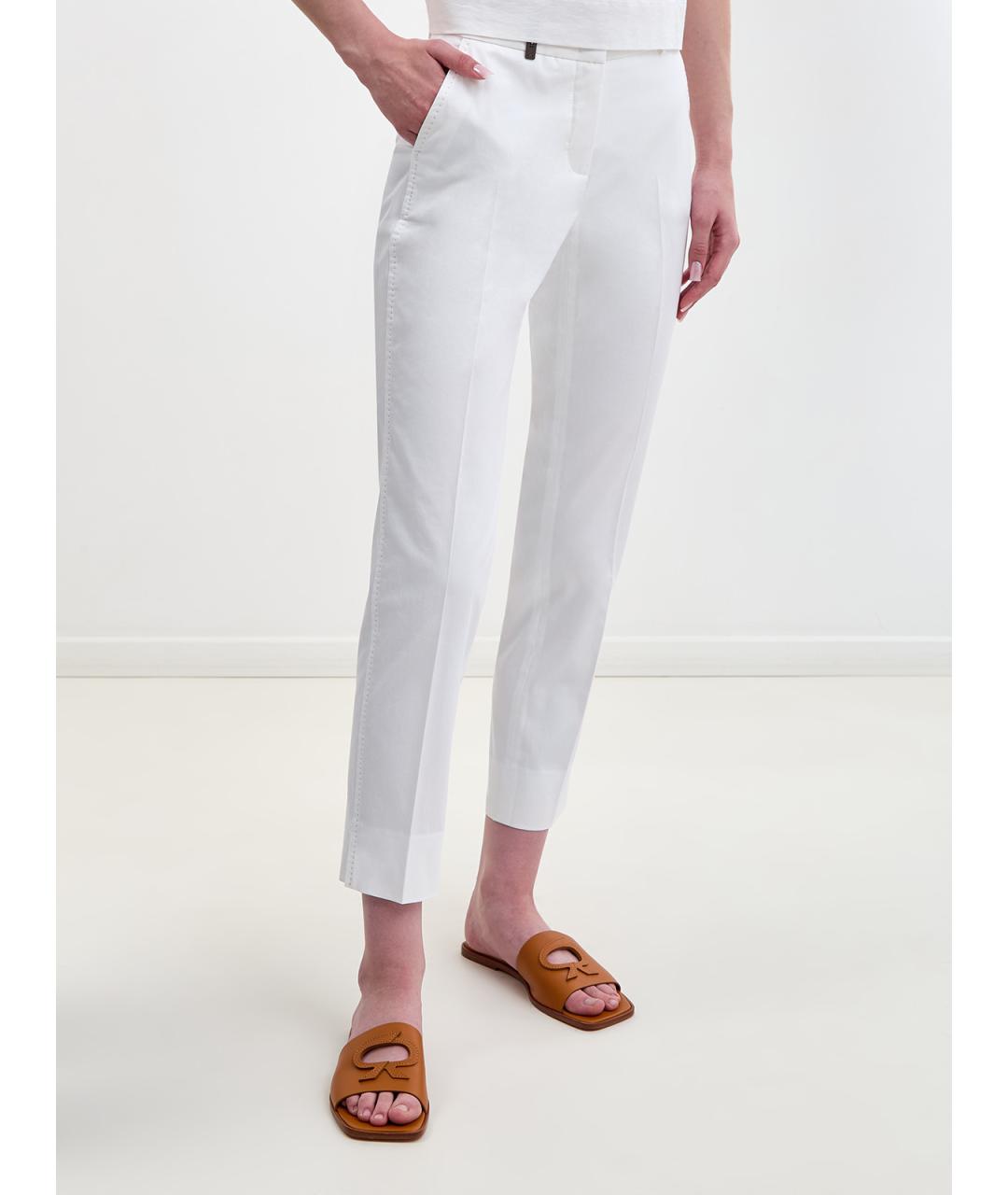 PESERICO Белые хлопковые брюки узкие, фото 3