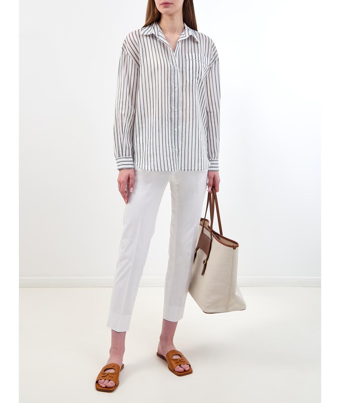 PESERICO Белые хлопковые брюки узкие, фото 2