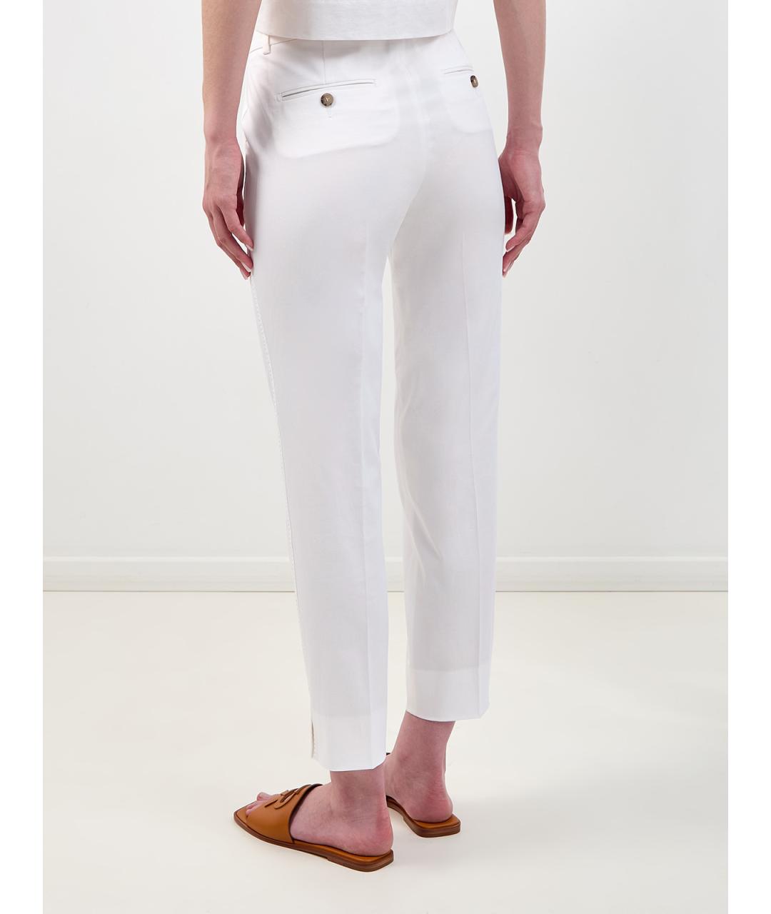 PESERICO Белые хлопковые брюки узкие, фото 4