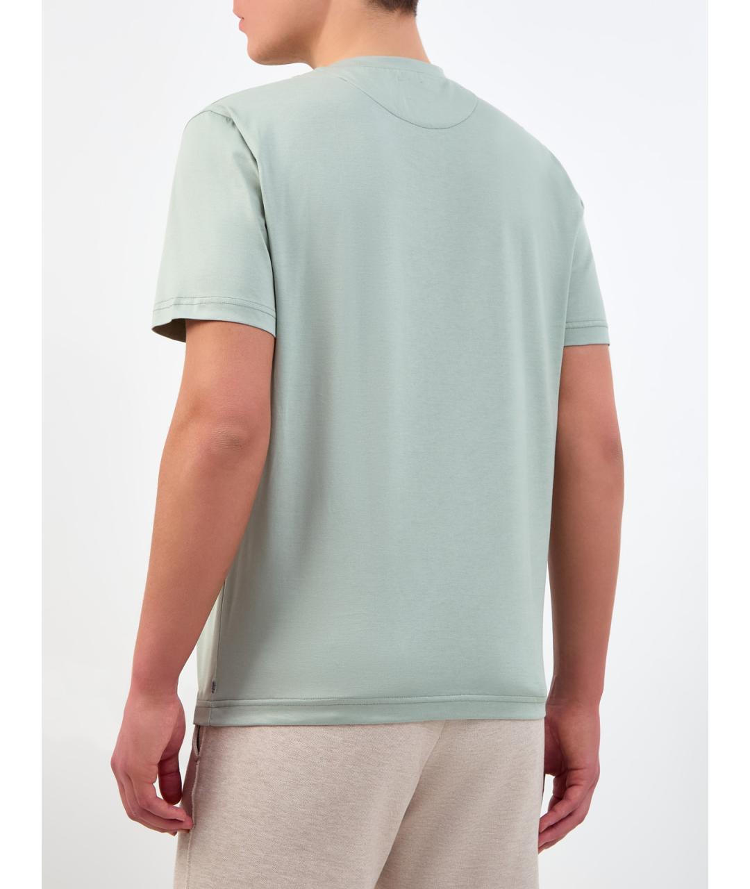 ELEVENTY Зеленая хлопковая футболка, фото 4