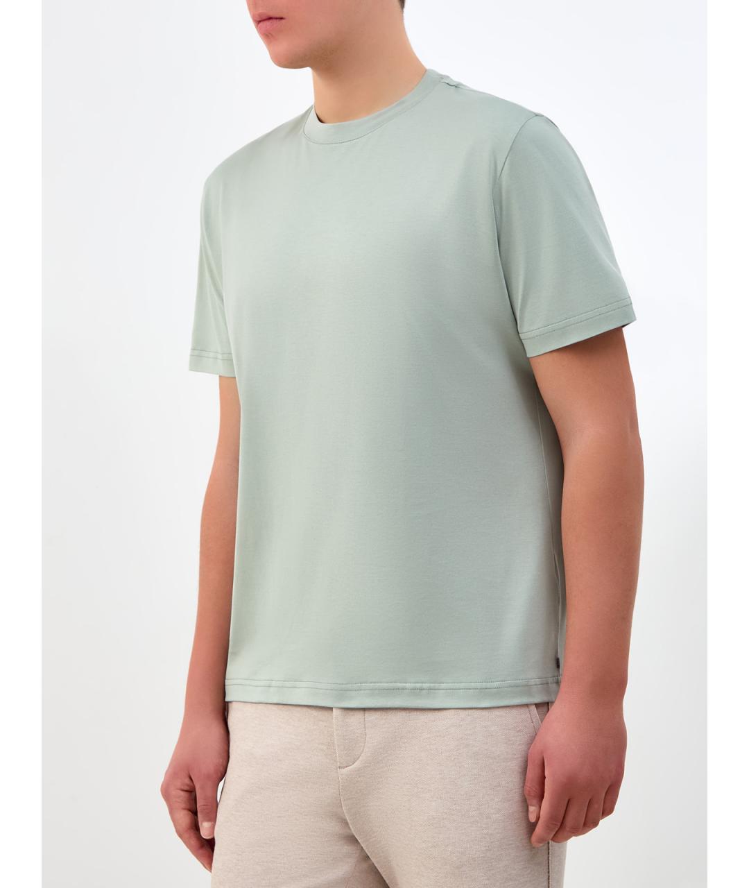 ELEVENTY Зеленая хлопковая футболка, фото 3