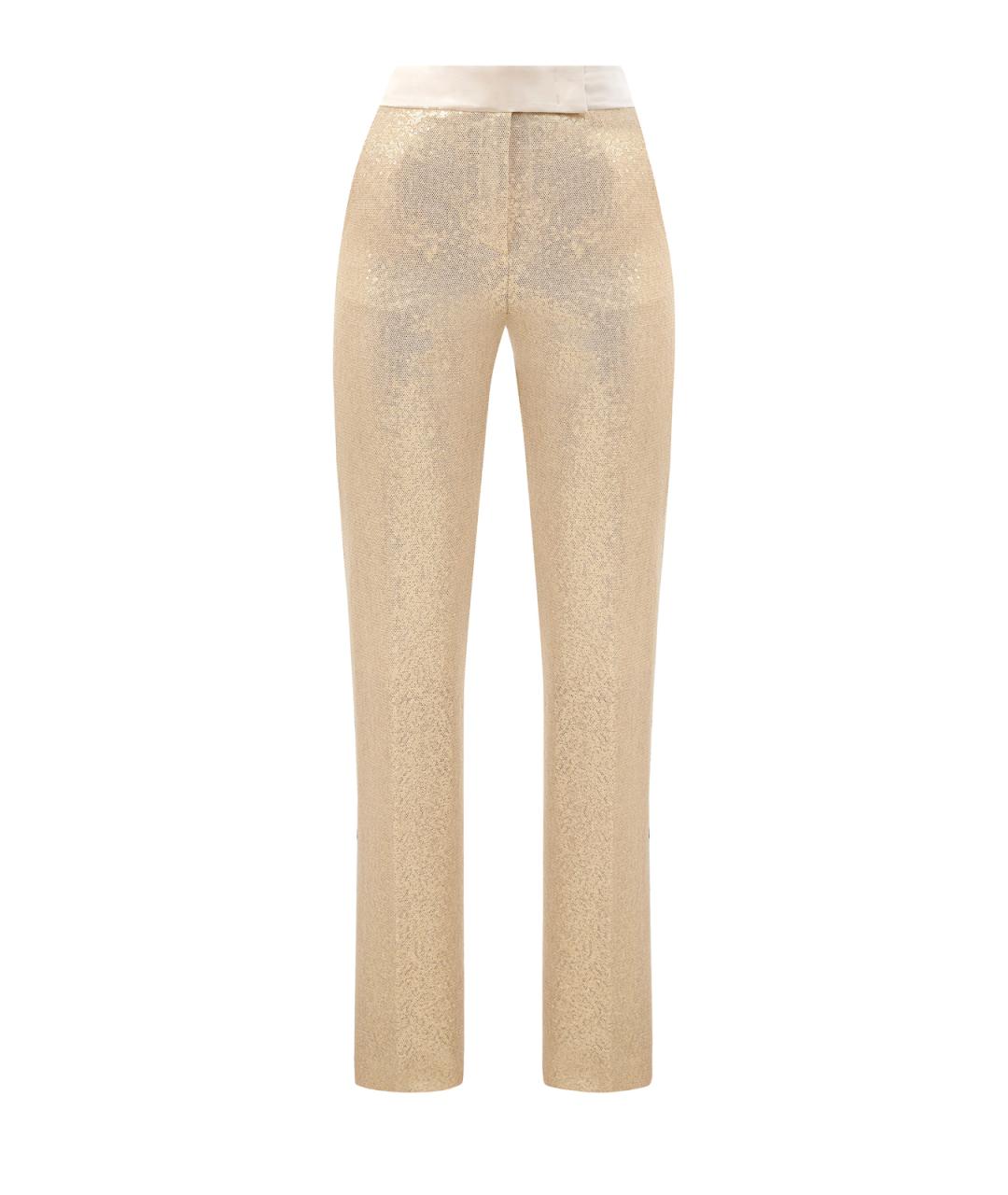 PESERICO Золотые хлопковые прямые брюки, фото 1