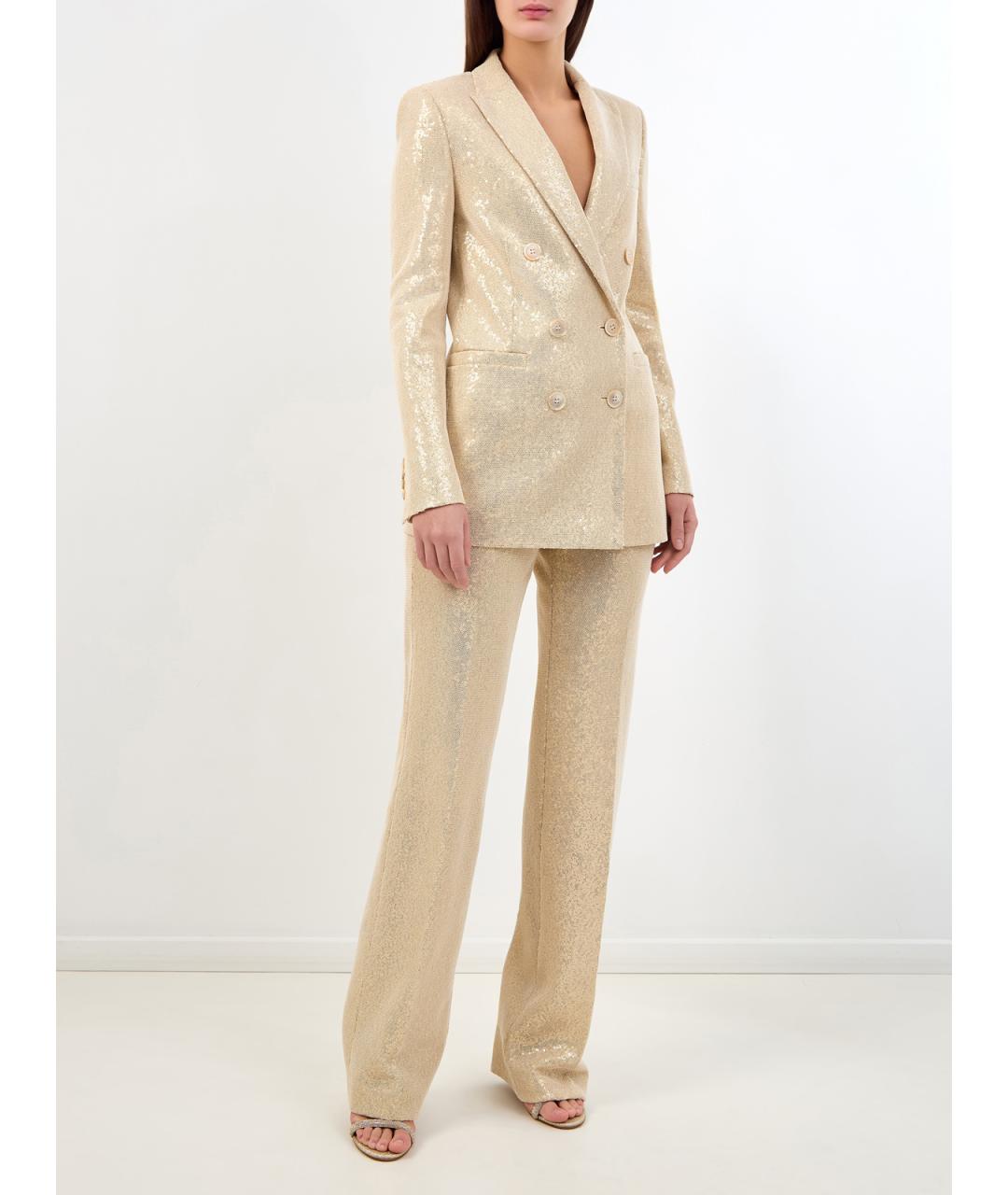 PESERICO Золотые хлопковые прямые брюки, фото 2