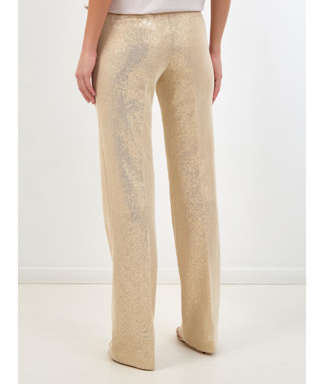PESERICO Золотые хлопковые прямые брюки, фото 4