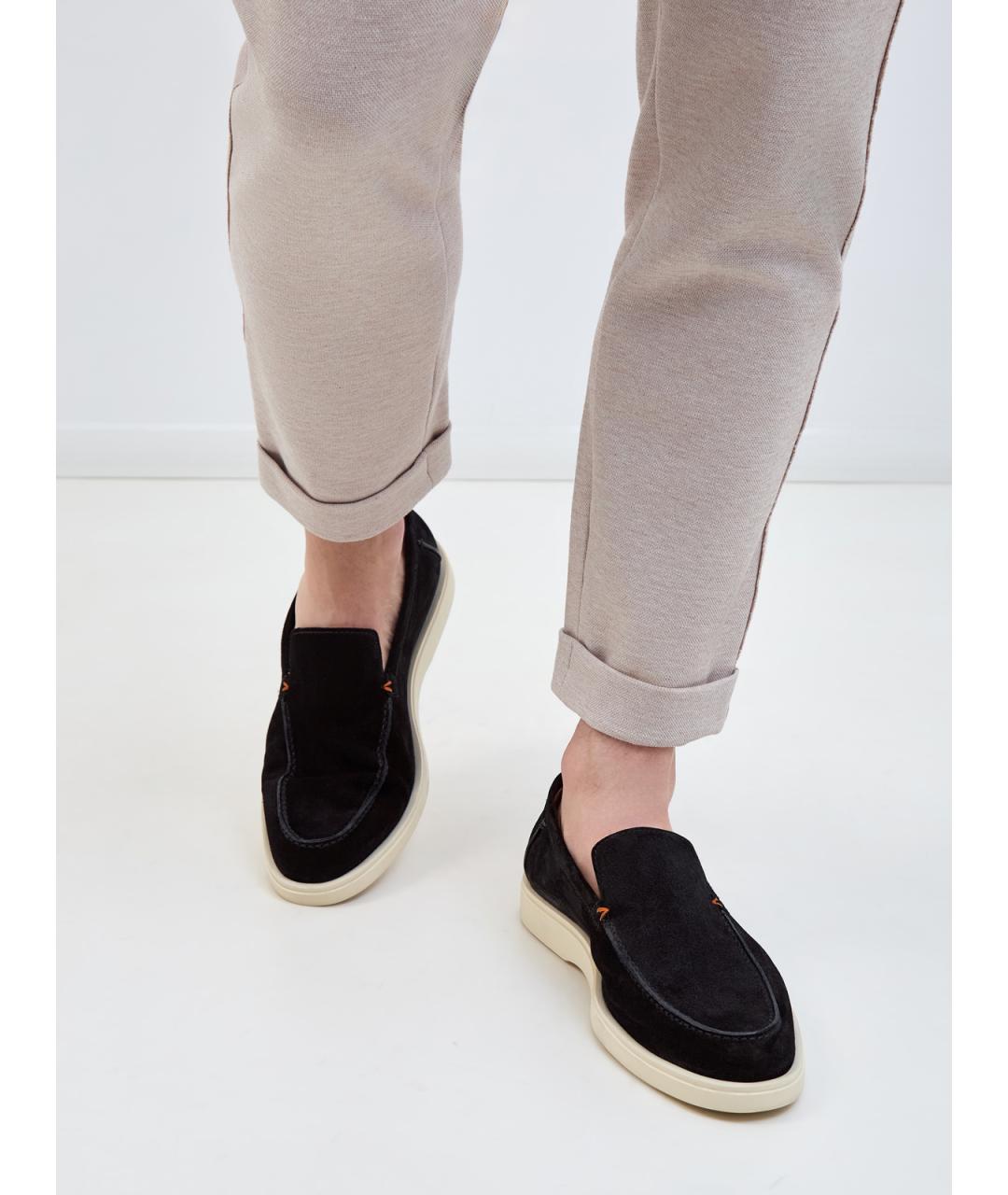 SANTONI Черные замшевые лоферы, фото 2