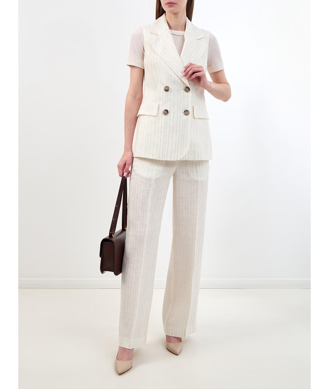 PESERICO Бежевый льняной жилет, фото 2