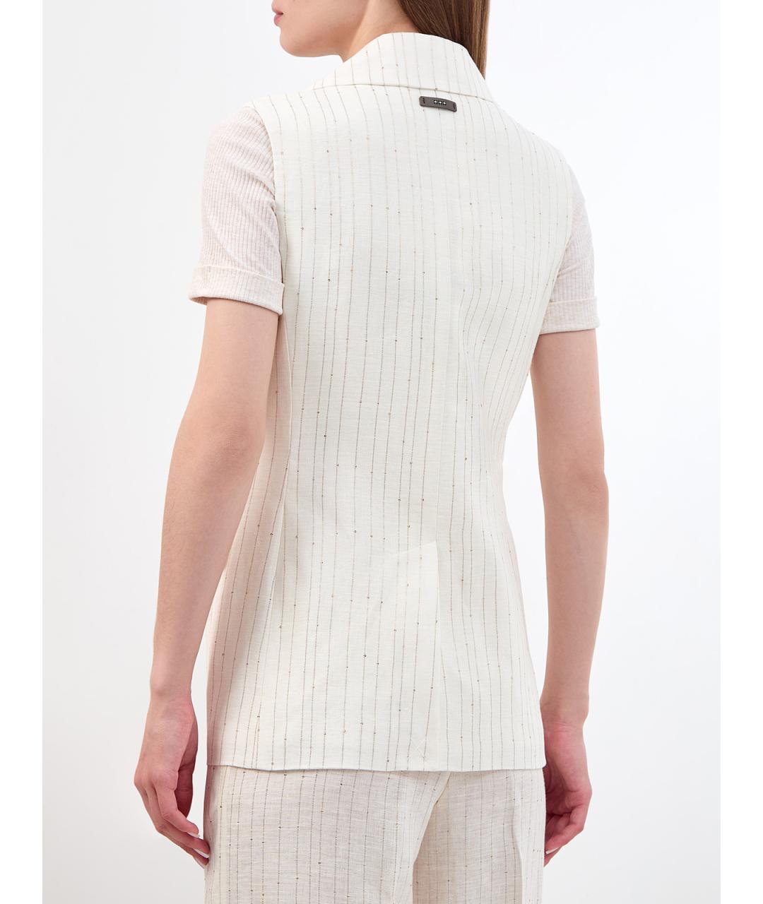 PESERICO Бежевый льняной жилет, фото 4