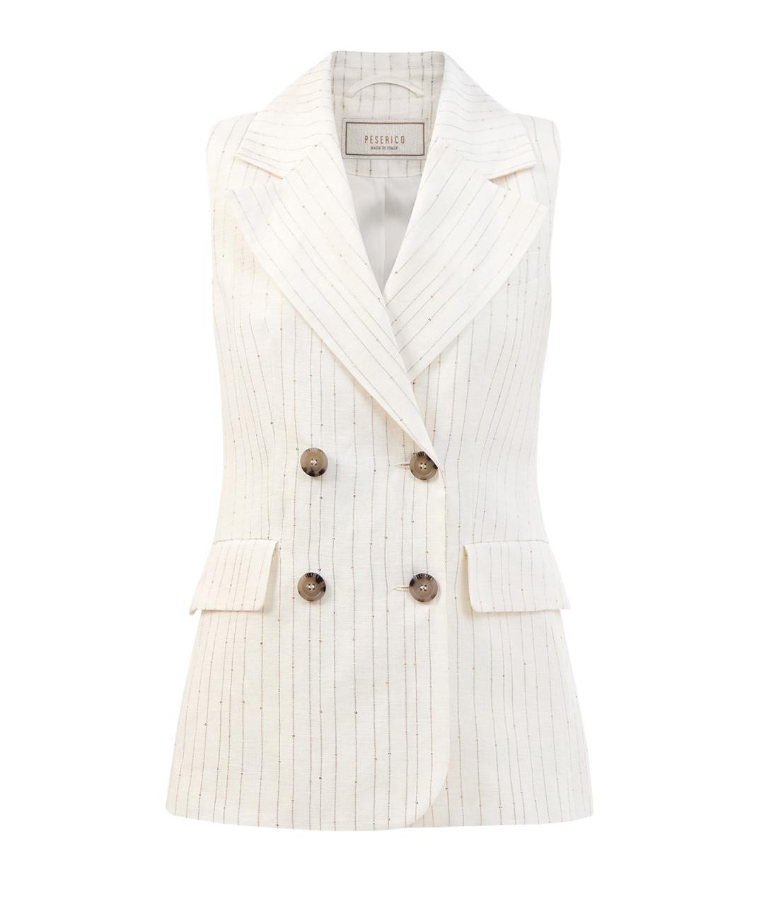 PESERICO Бежевый льняной жилет, фото 1