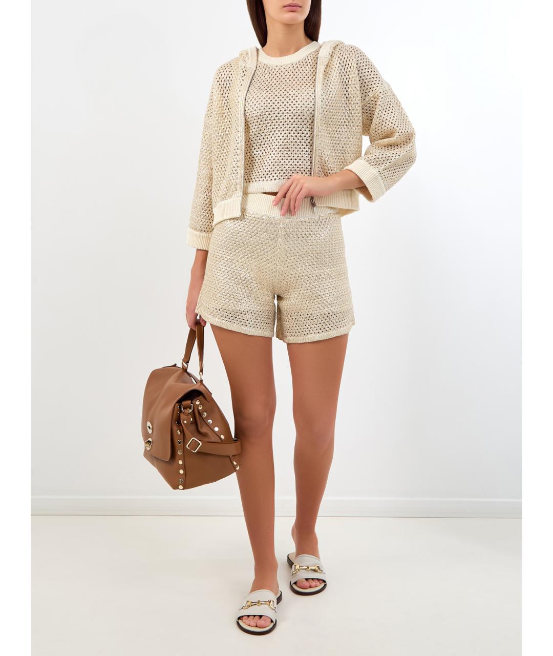 PESERICO Бежевые льняные шорты, фото 2