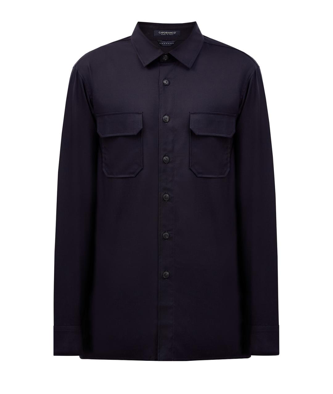 CAPOBIANCO Темно-синяя шерстяная классическая рубашка, фото 1