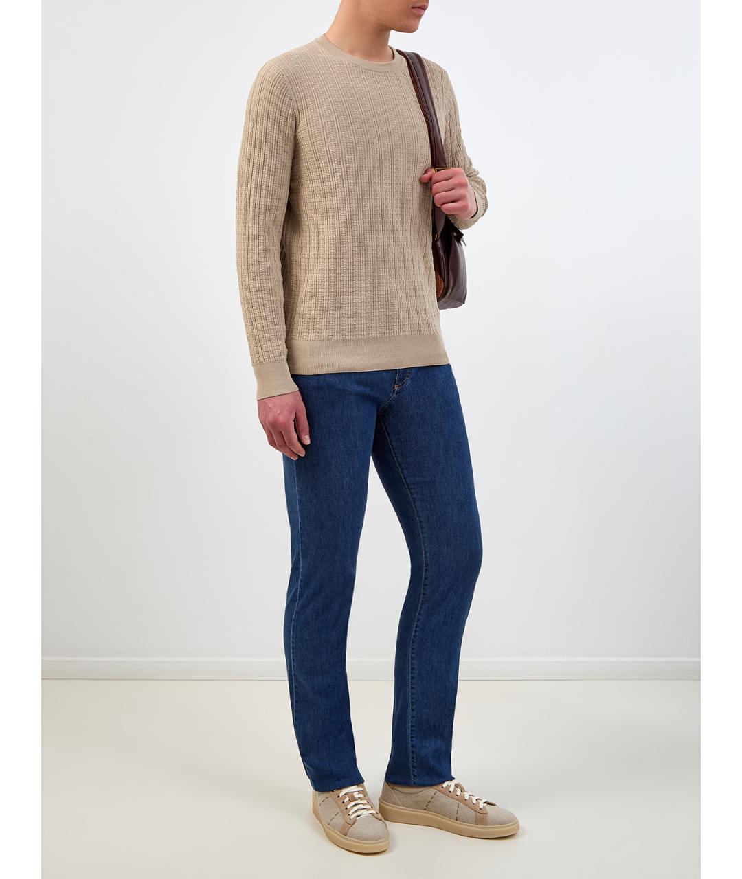 CANALI Бежевый хлопковый джемпер / свитер, фото 2