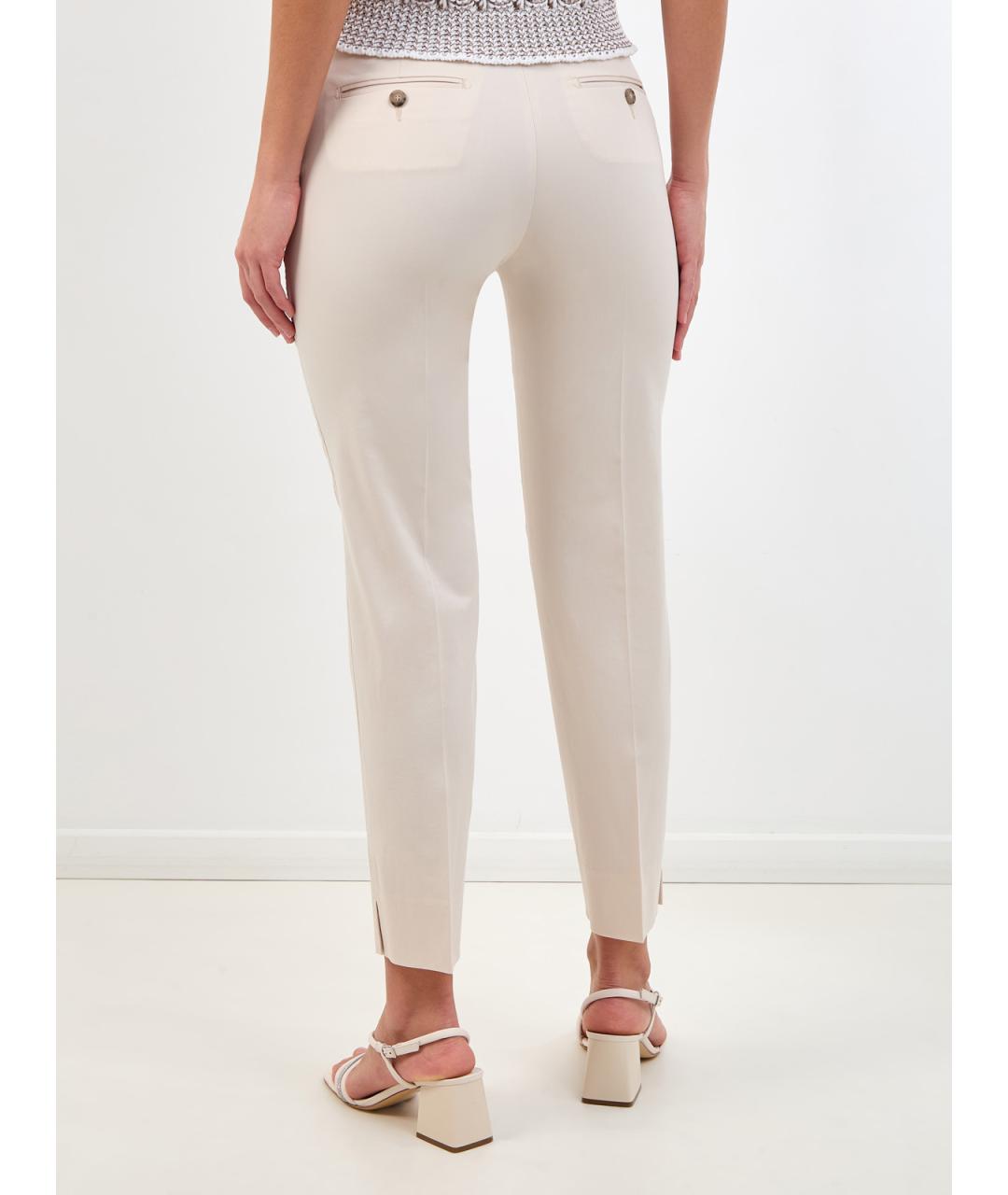 PESERICO Бежевые хлопковые брюки узкие, фото 4