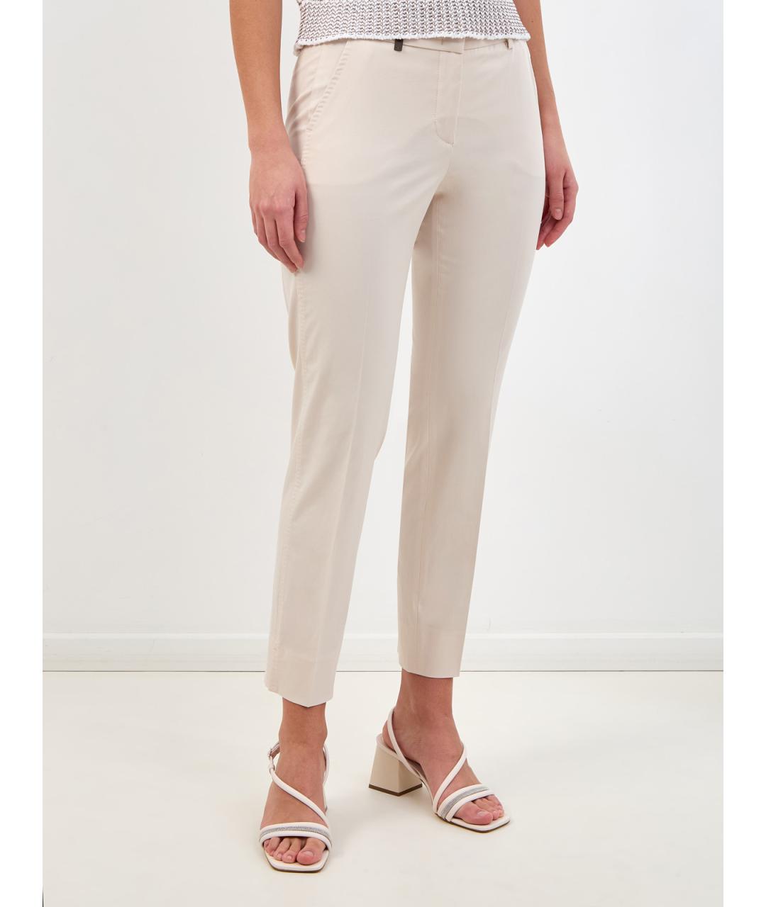 PESERICO Бежевые хлопковые брюки узкие, фото 3