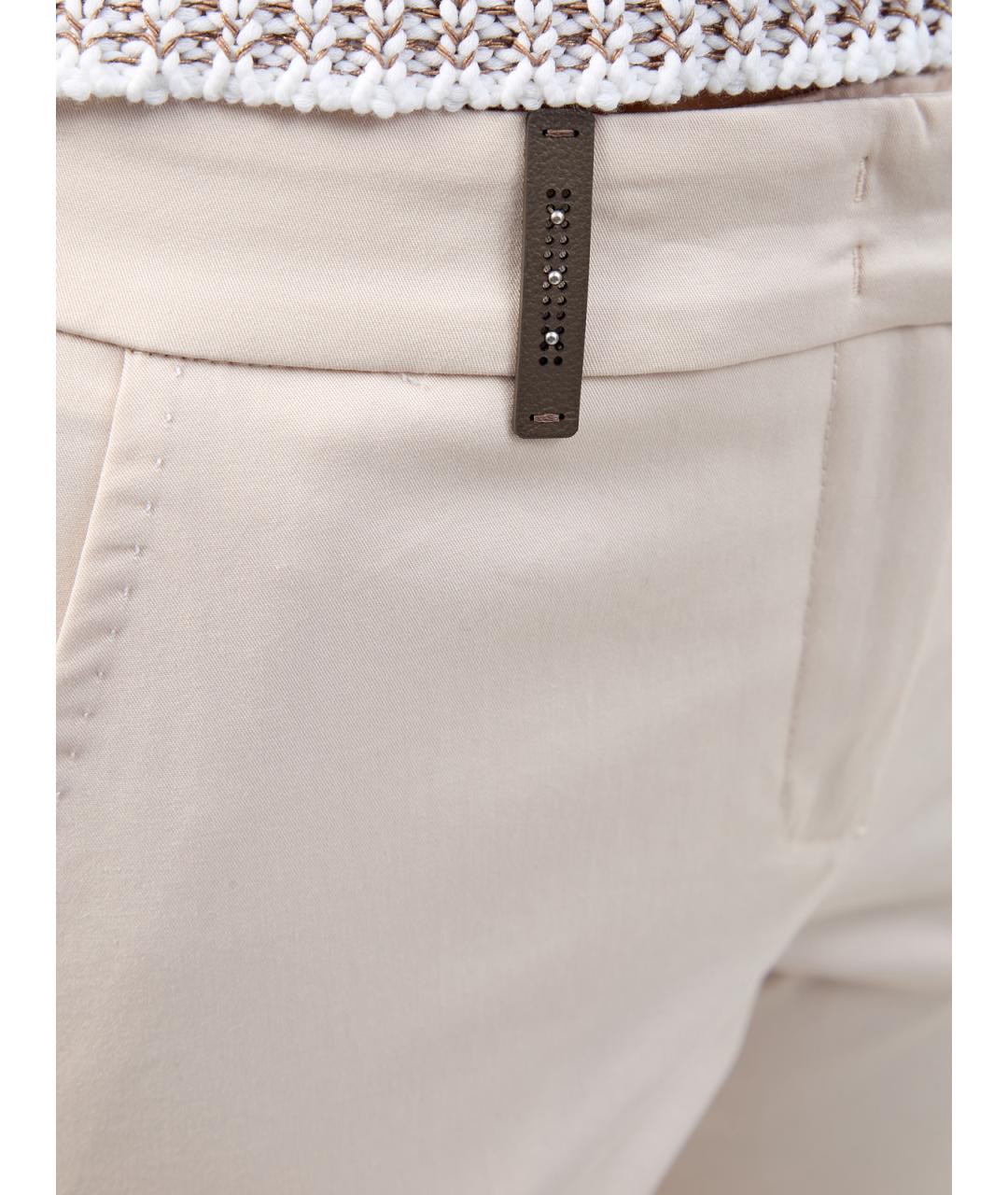 PESERICO Бежевые хлопковые брюки узкие, фото 5