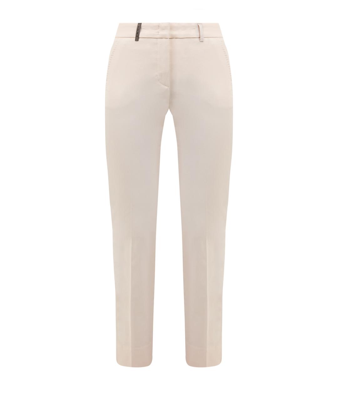 PESERICO Бежевые хлопковые брюки узкие, фото 1