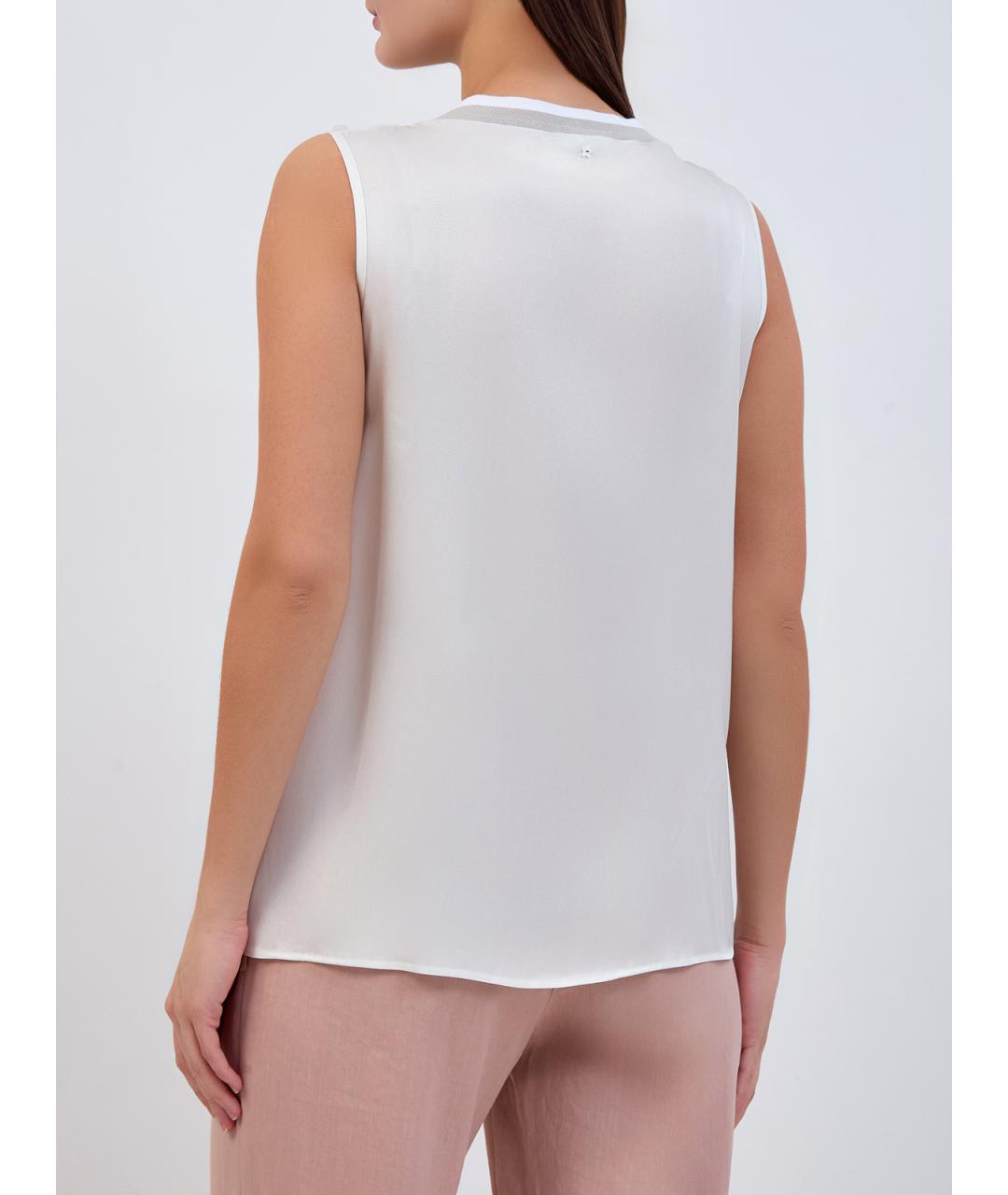 LORENA ANTONIAZZI Белая ацетатная блузы, фото 4