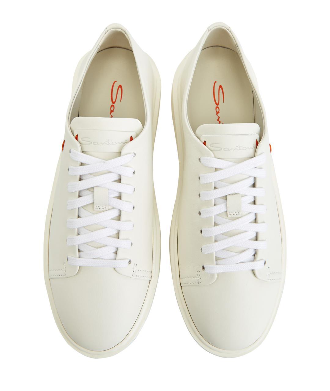 SANTONI Белые кожаные кеды, фото 5
