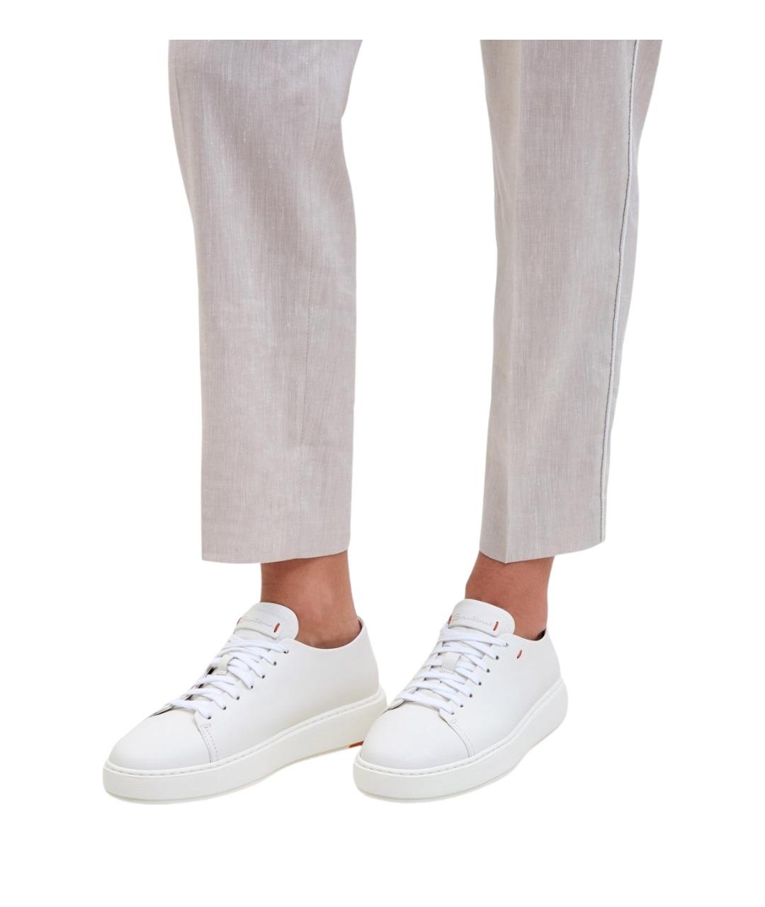 SANTONI Белые кожаные кеды, фото 2