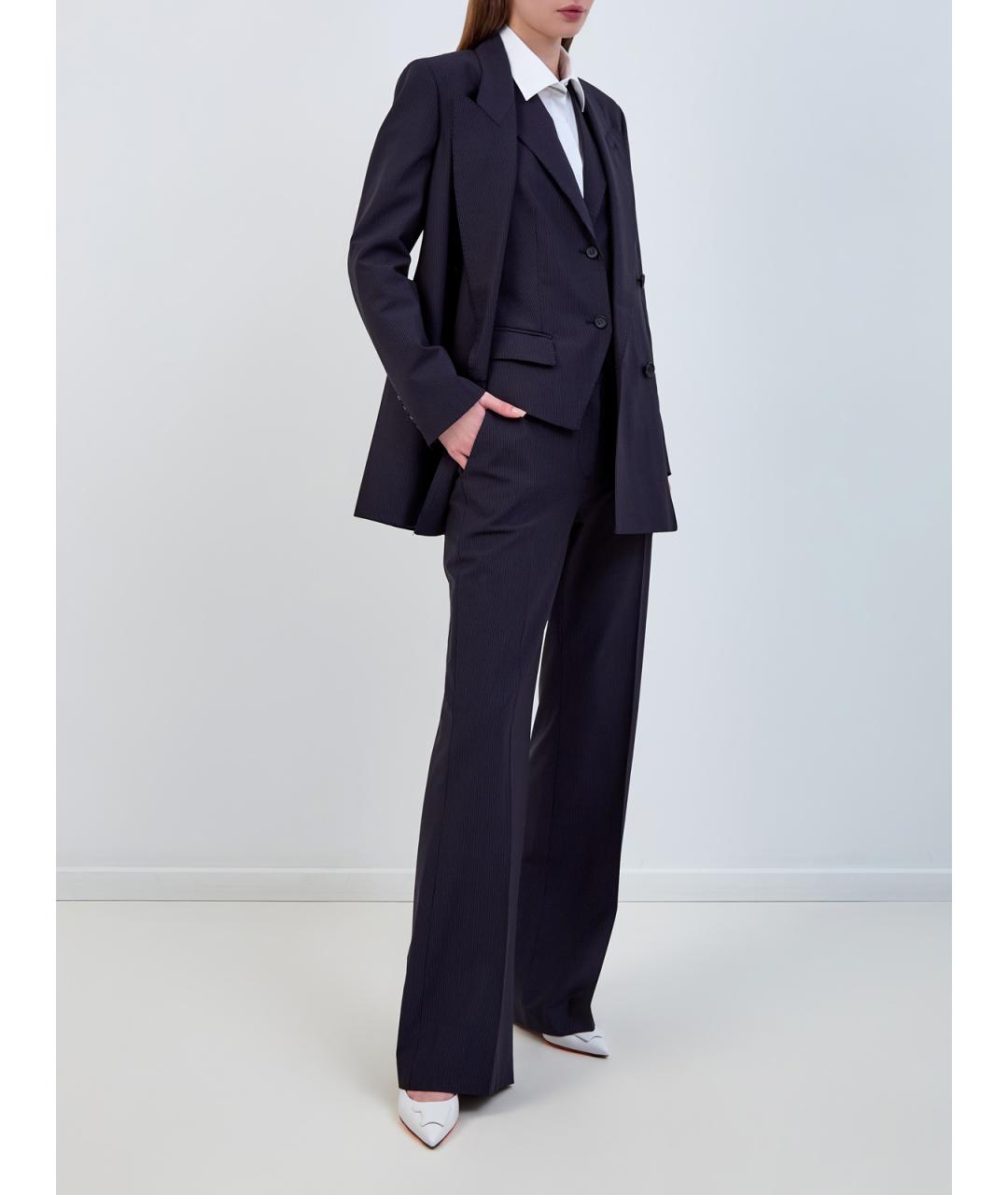 LORENA ANTONIAZZI Синие шерстяные прямые брюки, фото 2