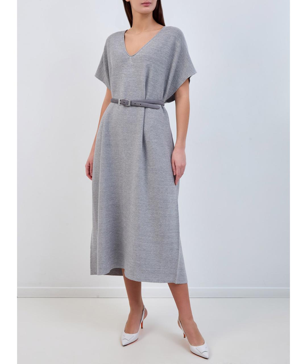 FABIANA FILIPPI Серое хлопковое повседневное платье, фото 2