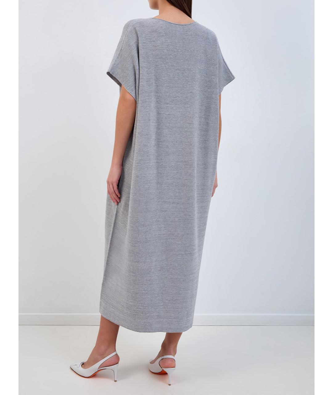 FABIANA FILIPPI Серое хлопковое повседневное платье, фото 4