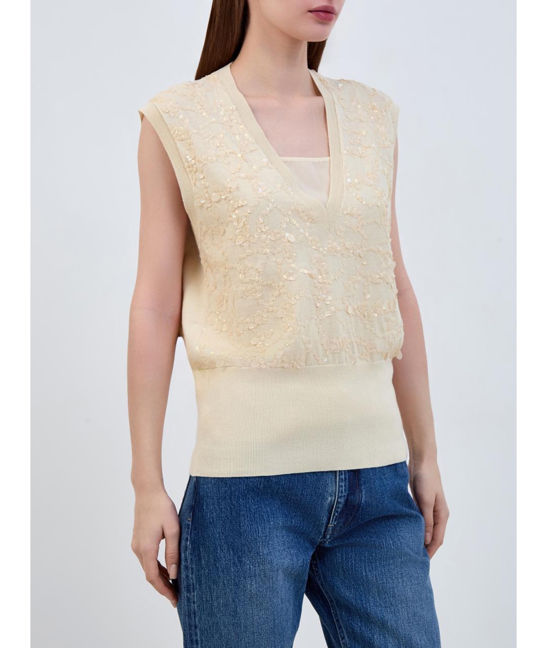 FABIANA FILIPPI Бежевая шерстяная жилетка, фото 3