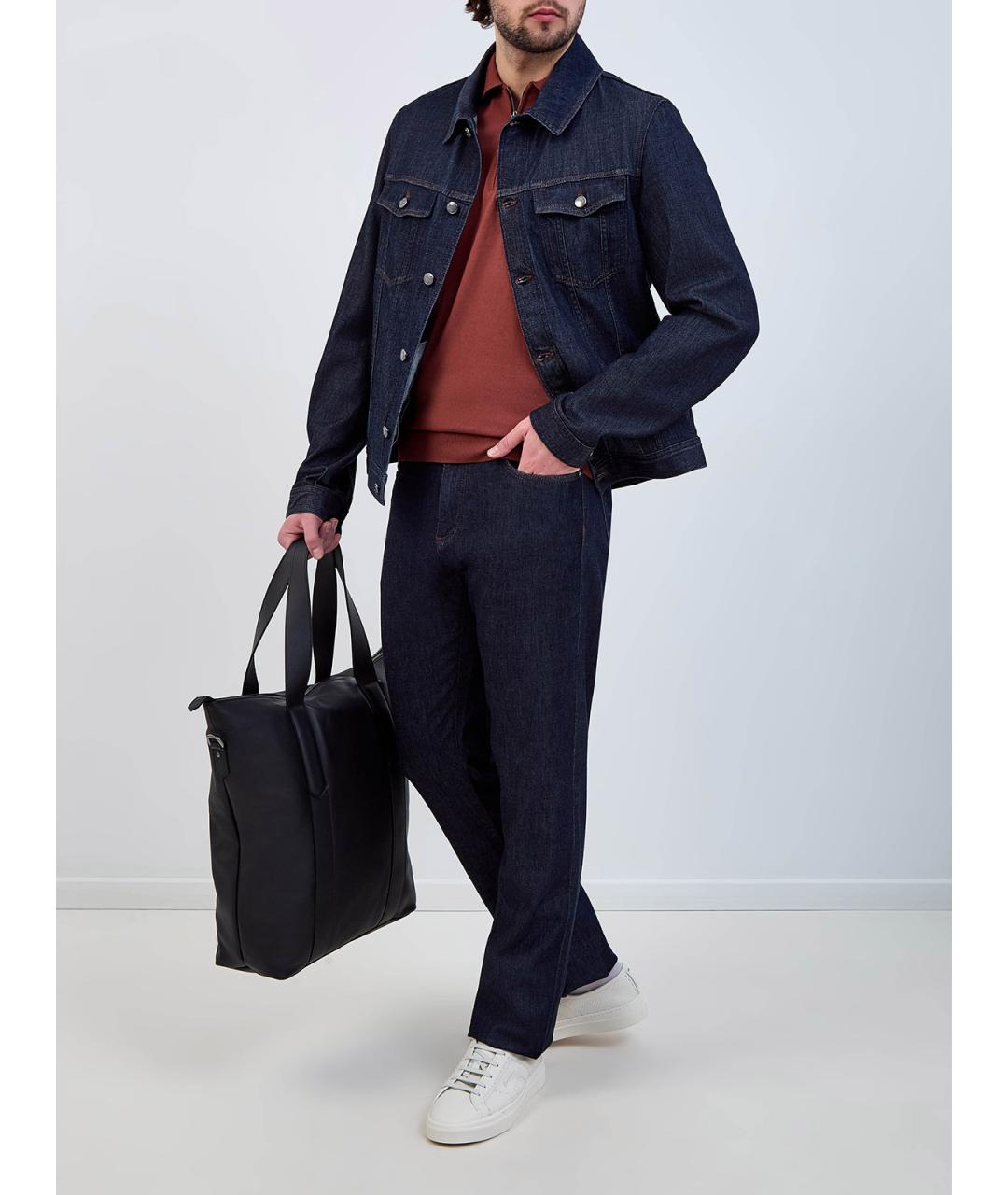 CANALI Синие прямые джинсы, фото 2