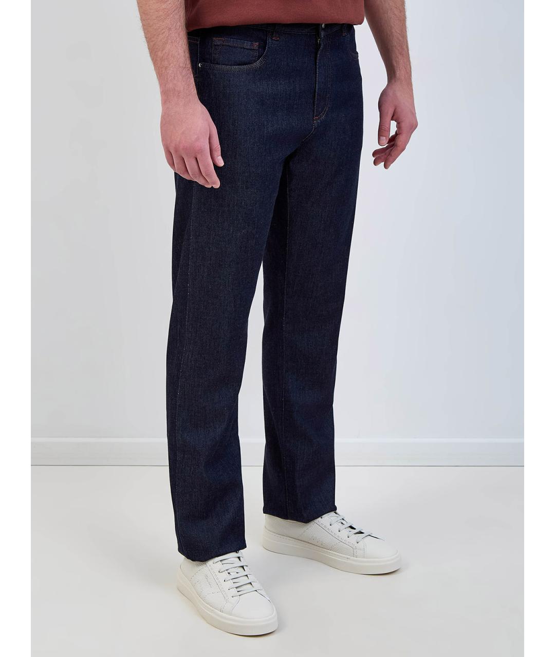 CANALI Синие прямые джинсы, фото 3