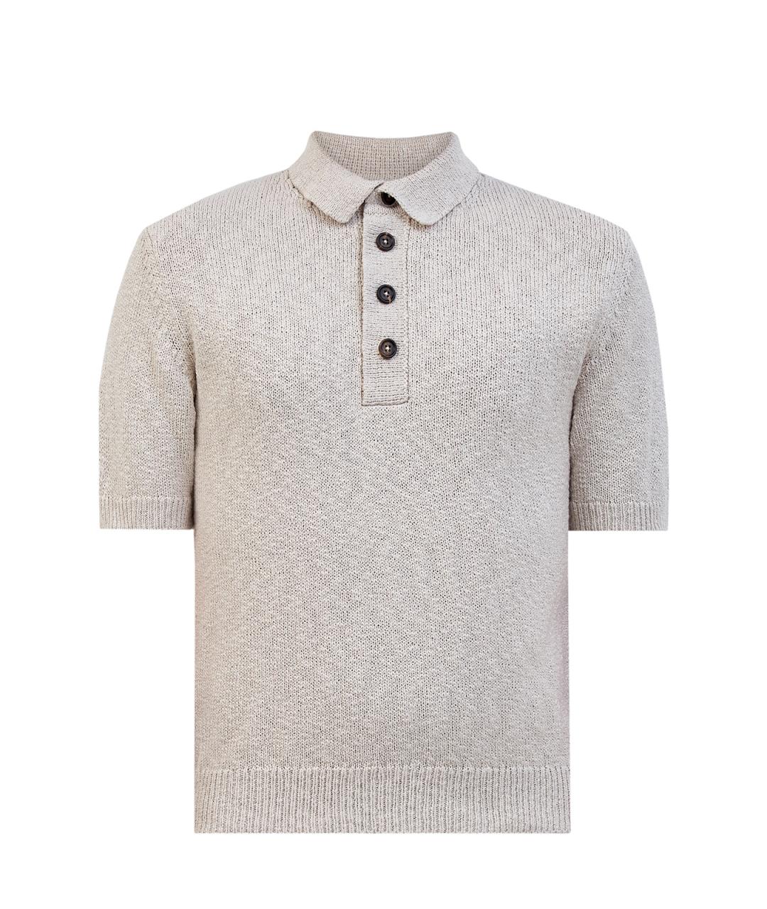 ELEVENTY Бежевое хлопковое поло с коротким рукавом, фото 1