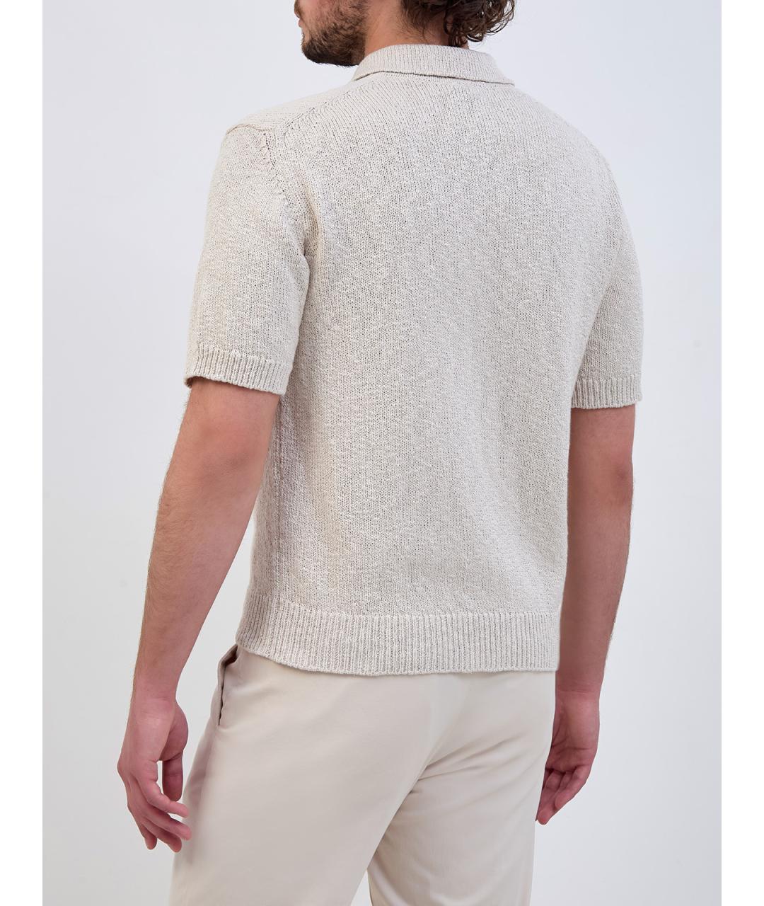 ELEVENTY Бежевое хлопковое поло с коротким рукавом, фото 4