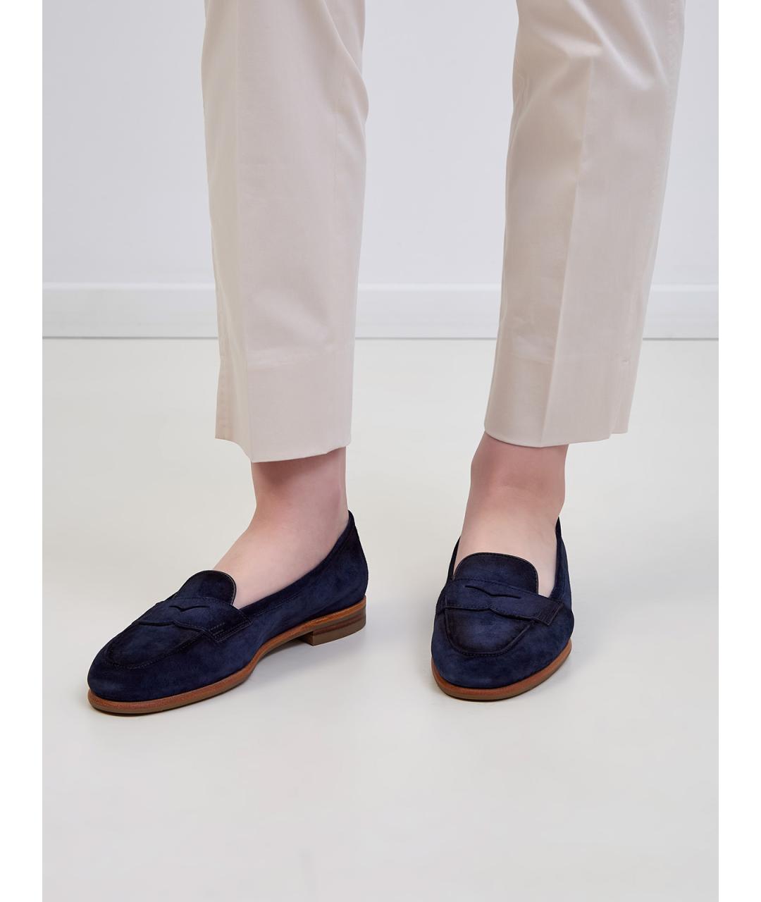 SANTONI Синие замшевые лоферы, фото 2