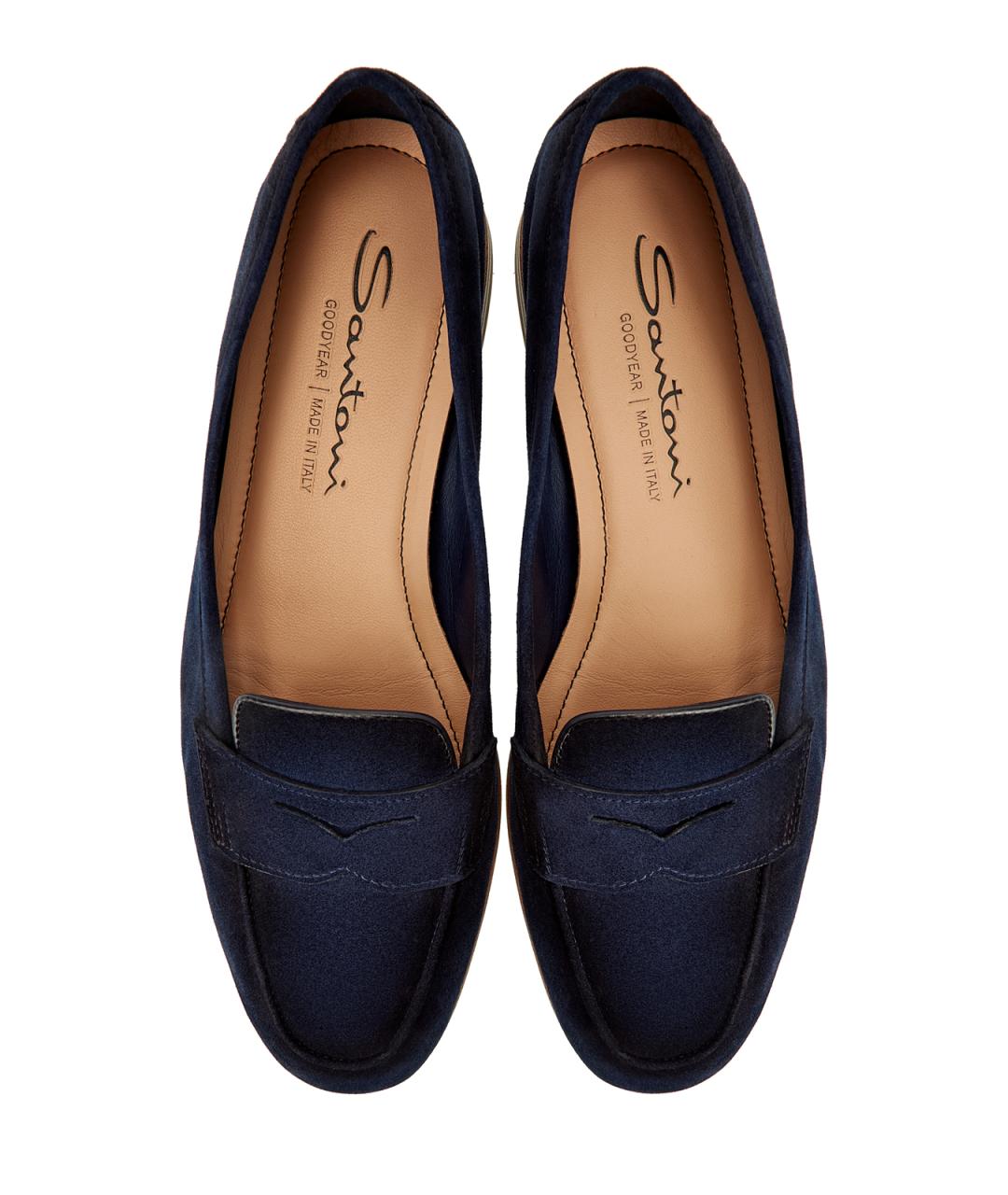 SANTONI Синие замшевые лоферы, фото 6