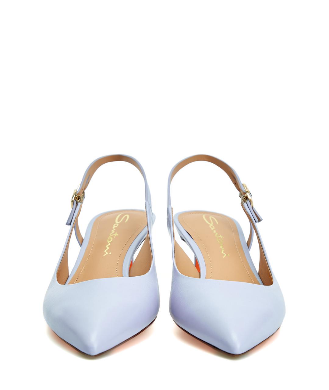 SANTONI Голубые кожаные туфли, фото 5