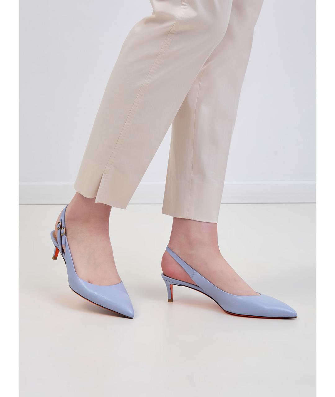 SANTONI Голубые кожаные туфли, фото 2