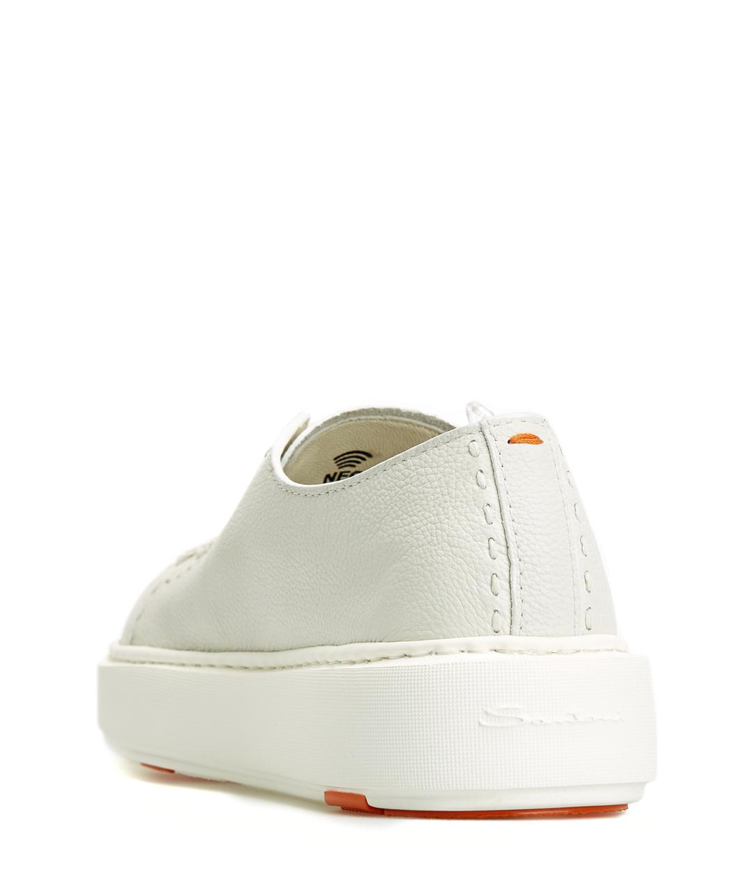 SANTONI Белые кожаные кеды, фото 4