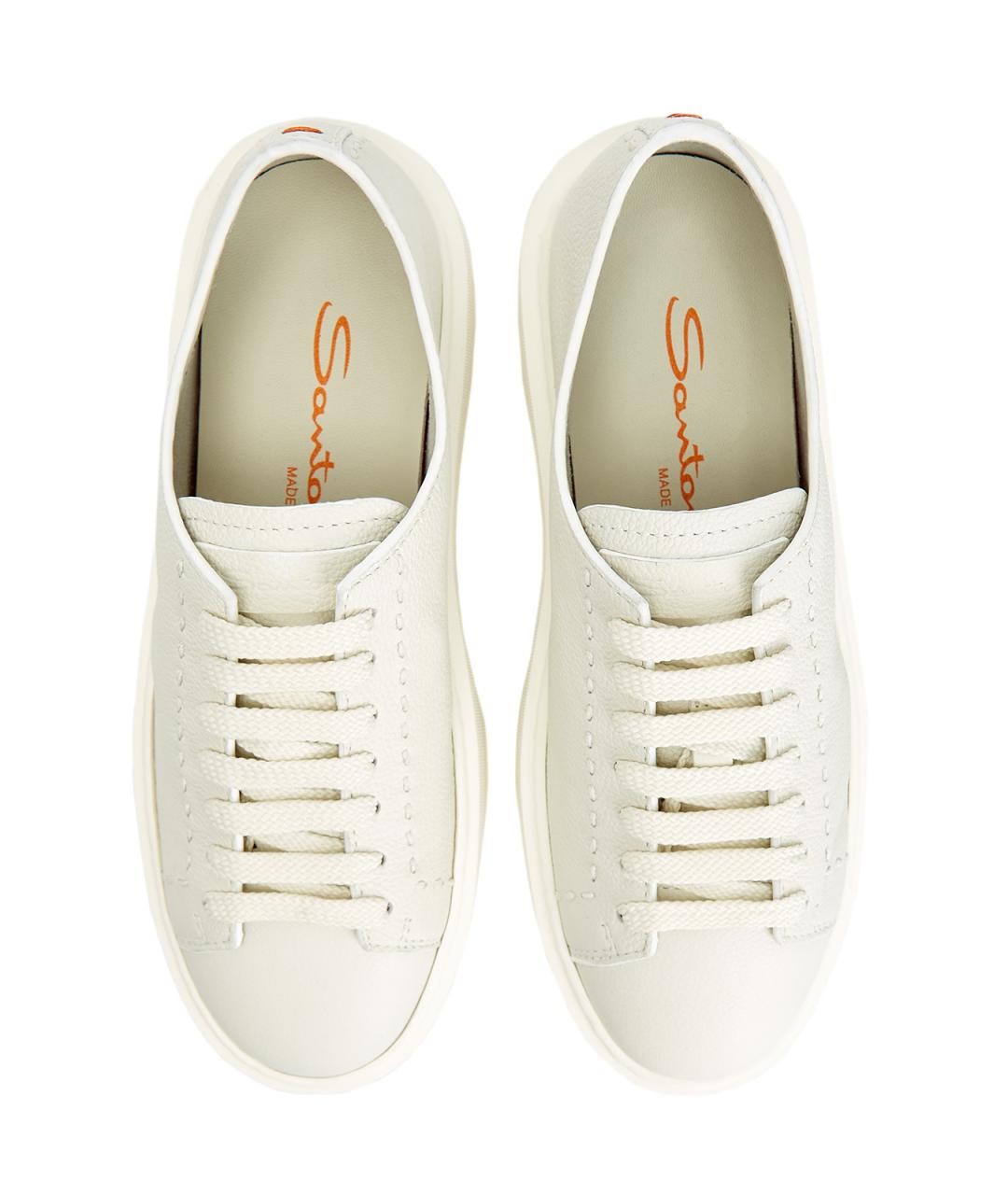 SANTONI Белые кожаные кеды, фото 6