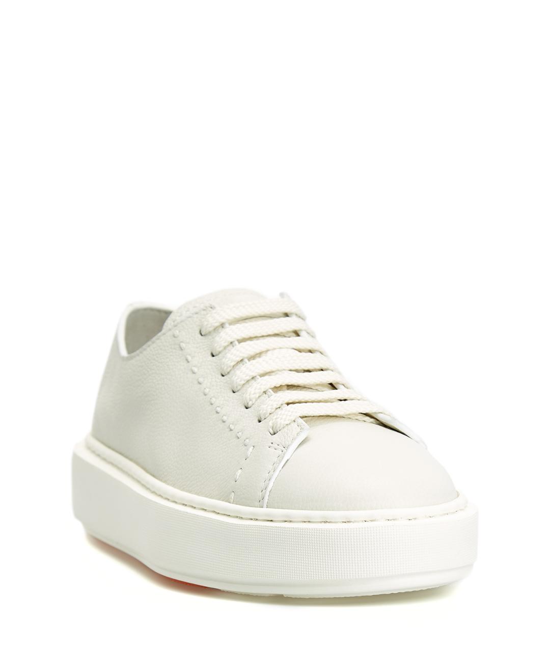 SANTONI Белые кожаные кеды, фото 3