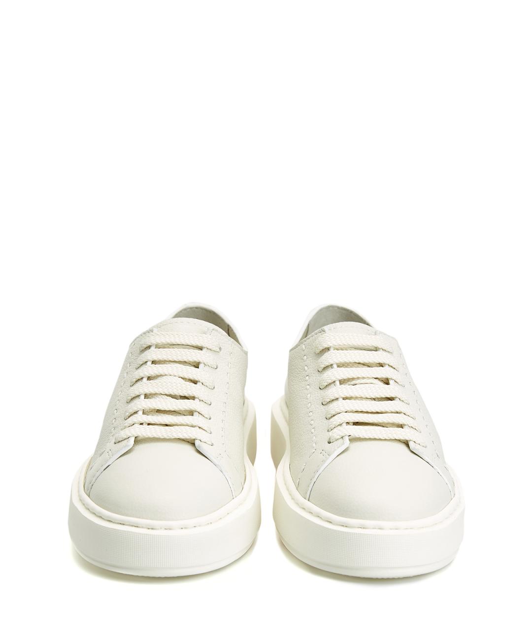 SANTONI Белые кожаные кеды, фото 5