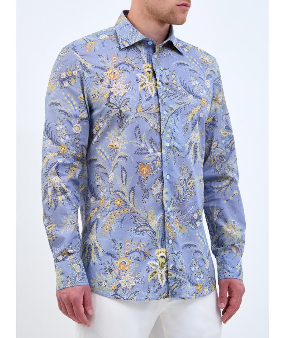 ETRO Голубая хлопковая кэжуал рубашка, фото 3