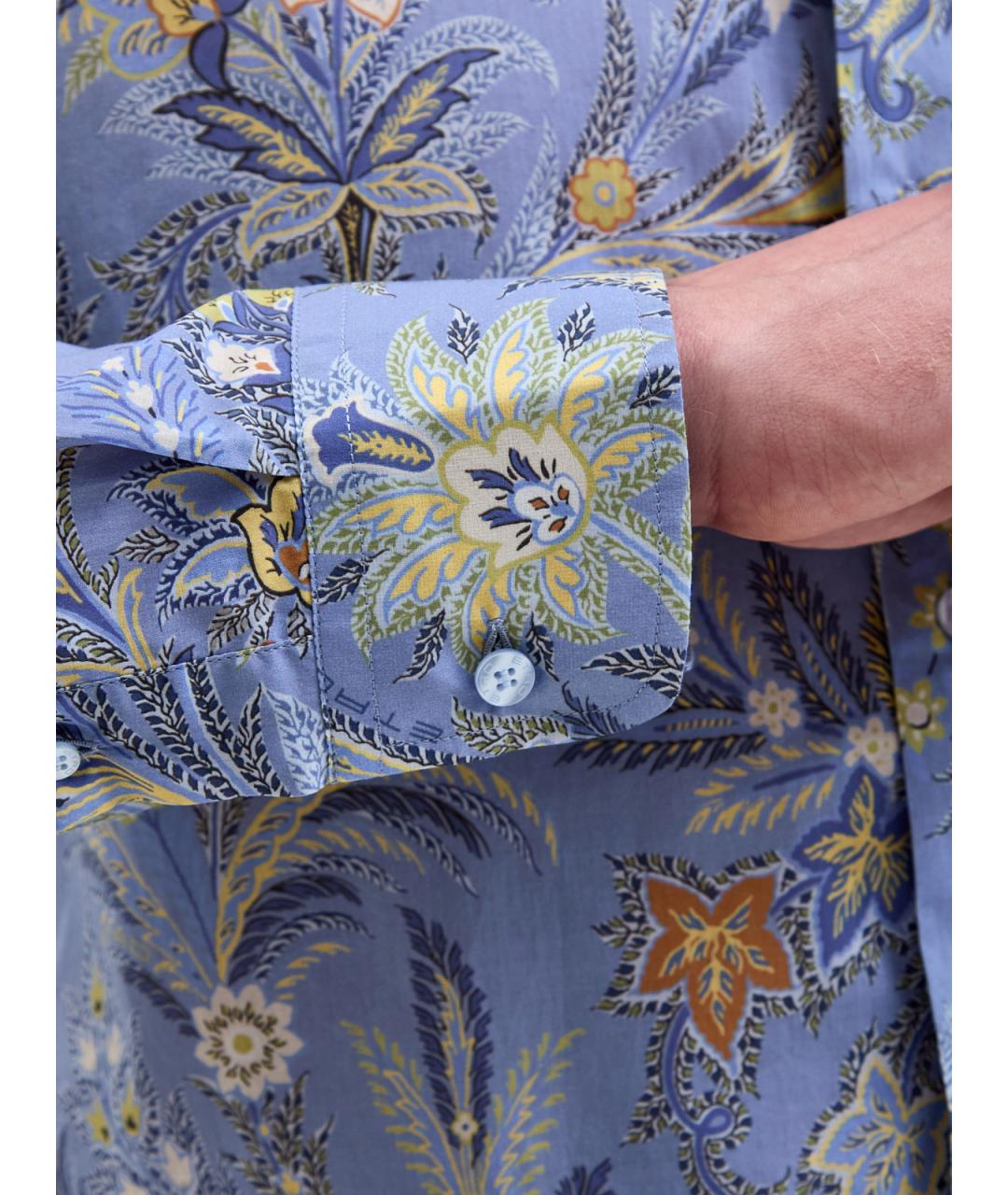 ETRO Голубая хлопковая кэжуал рубашка, фото 5