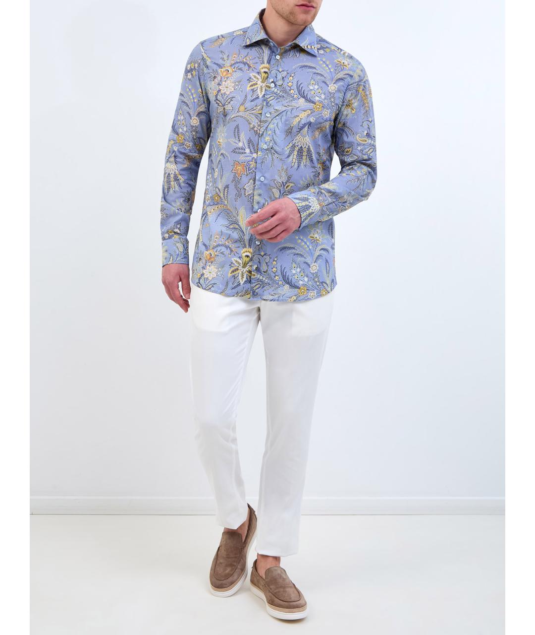 ETRO Голубая хлопковая кэжуал рубашка, фото 2