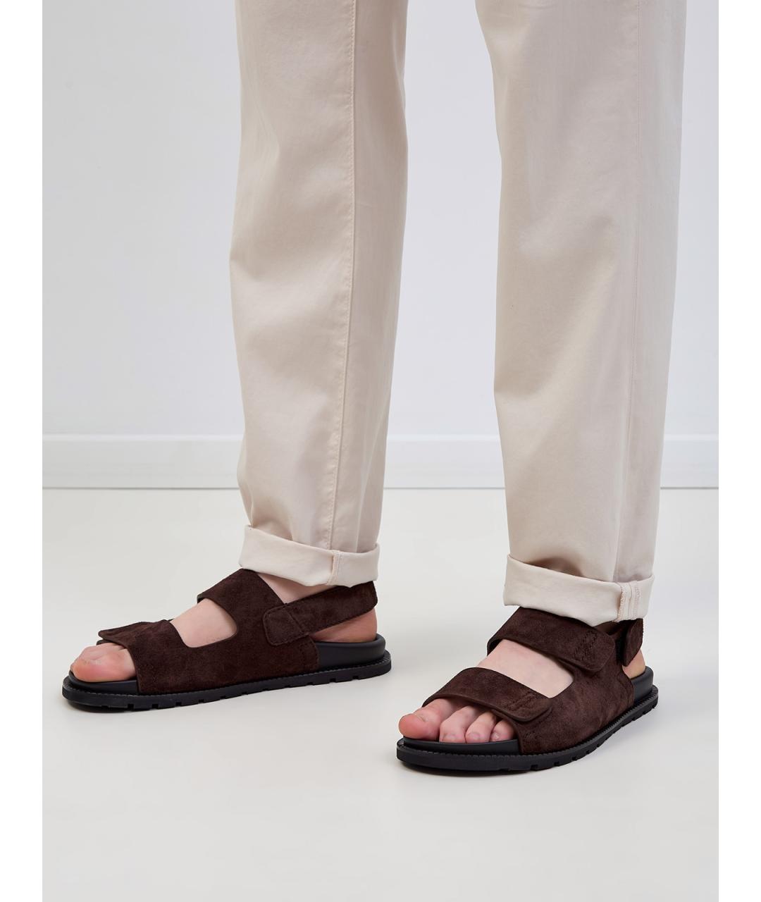 BARRETT Коричневые кожаные сандалии, фото 2