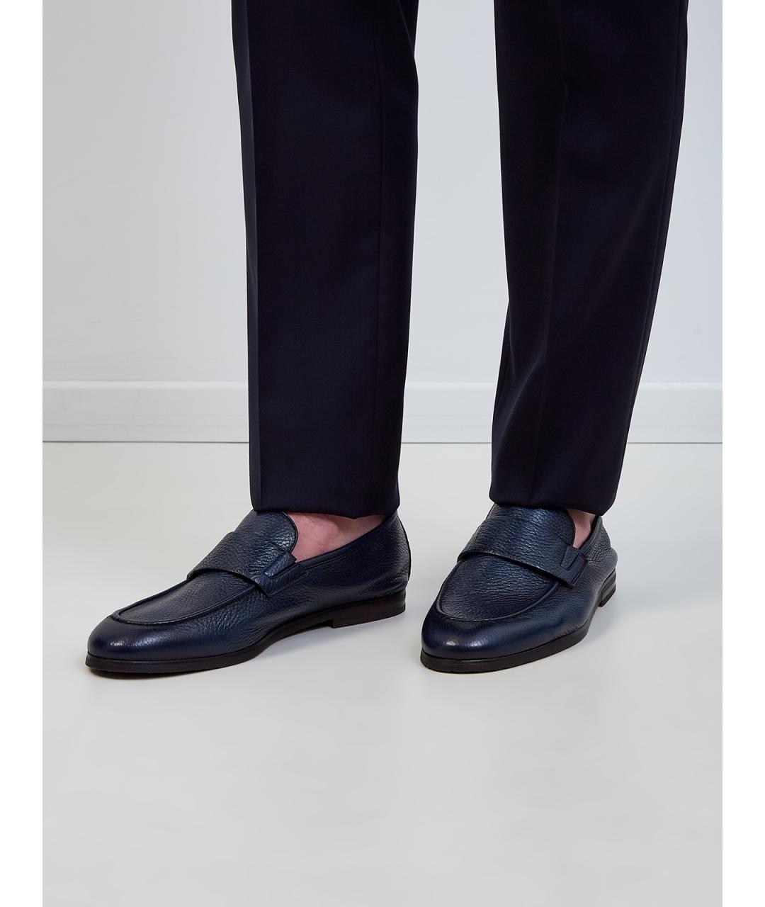 BARRETT Темно-синие кожаные лоферы, фото 2