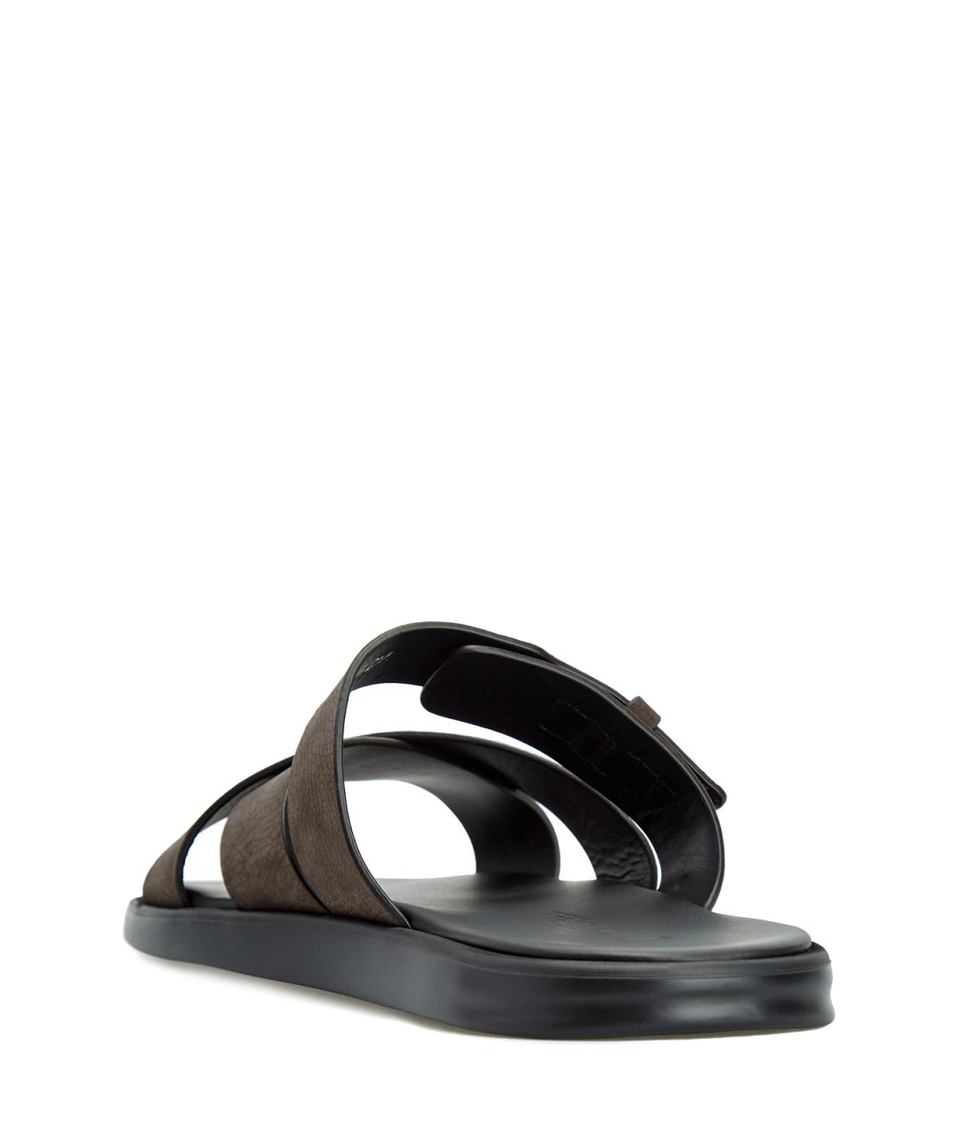 DOUCAL'S Коричневые кожаные шлепанцы, фото 4