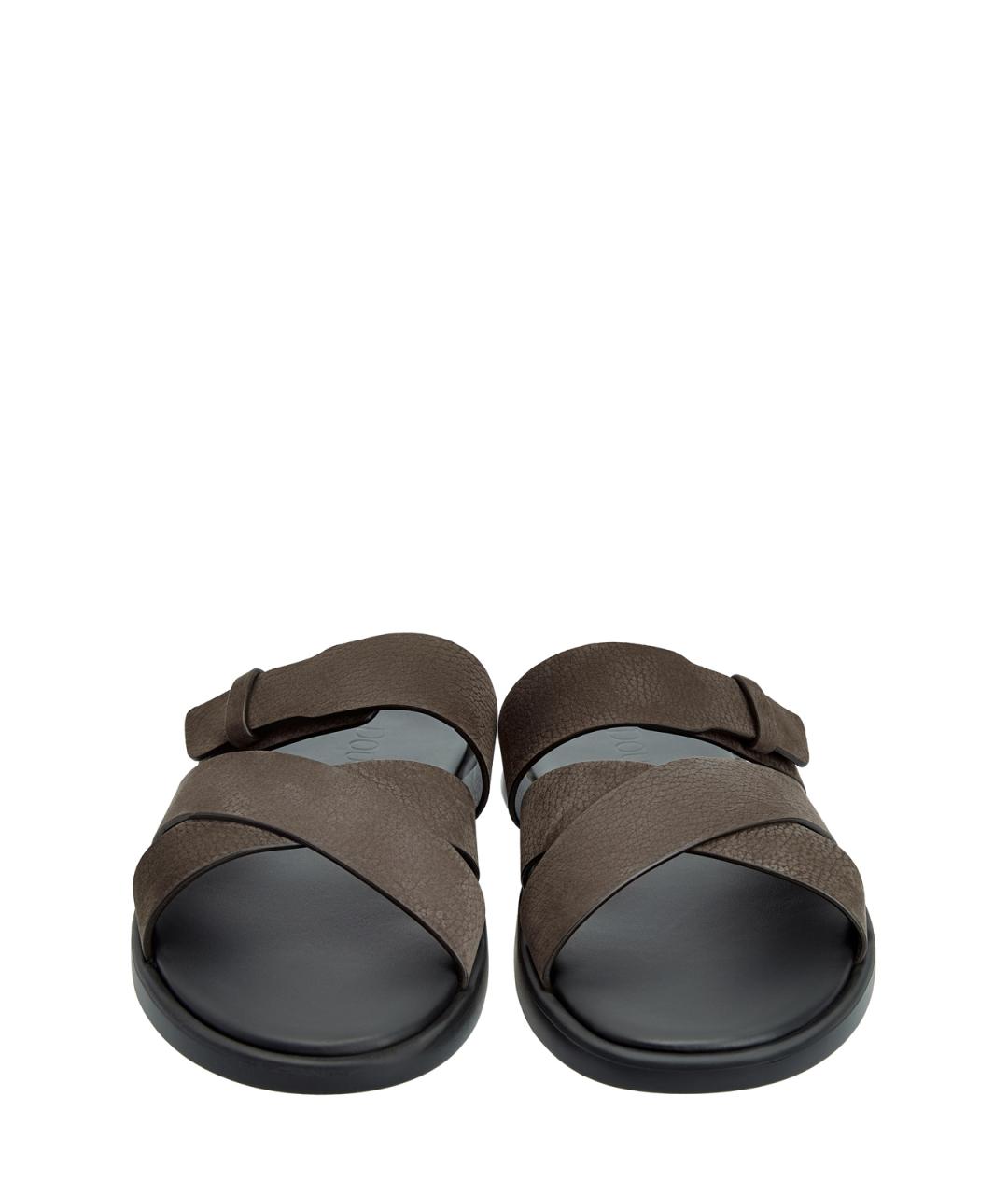 DOUCAL'S Коричневые кожаные шлепанцы, фото 6