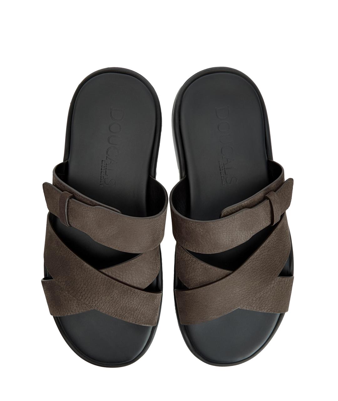 DOUCAL'S Коричневые кожаные шлепанцы, фото 5