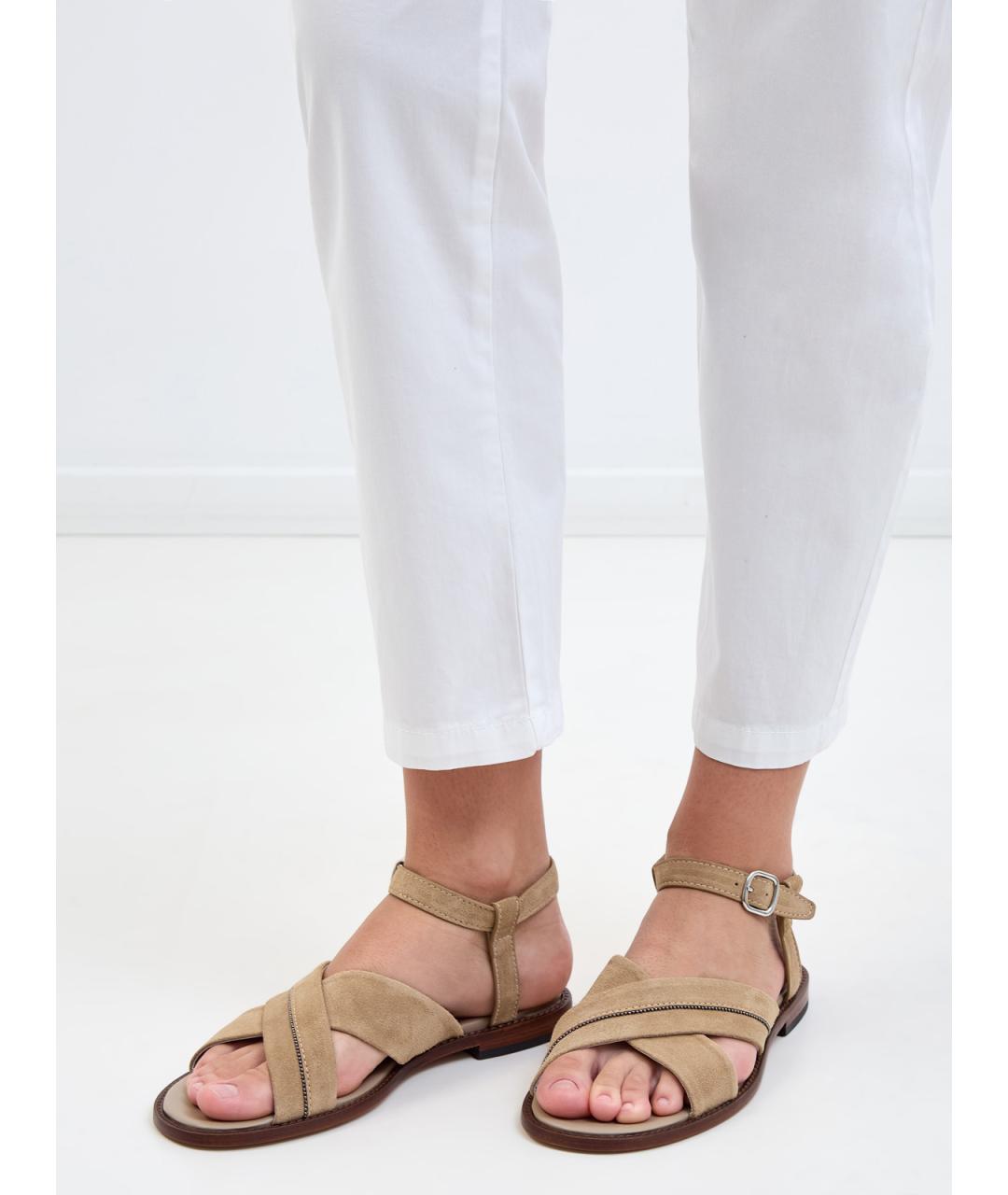 DOUCAL'S Бежевые замшевые сандалии, фото 2