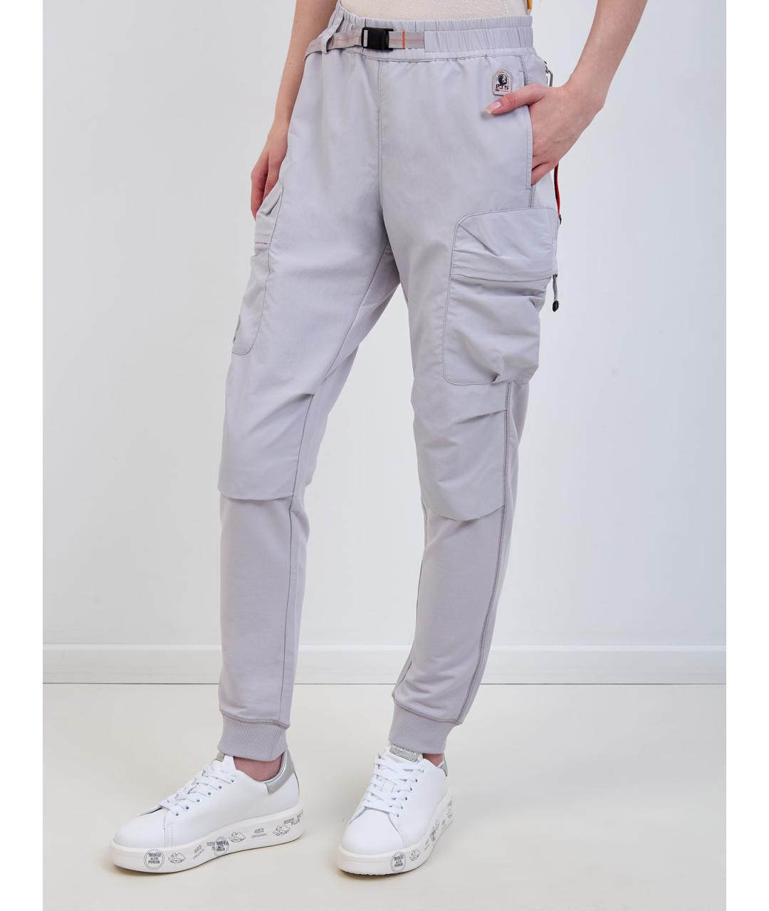 PARAJUMPERS Серые хлопковые прямые брюки, фото 3