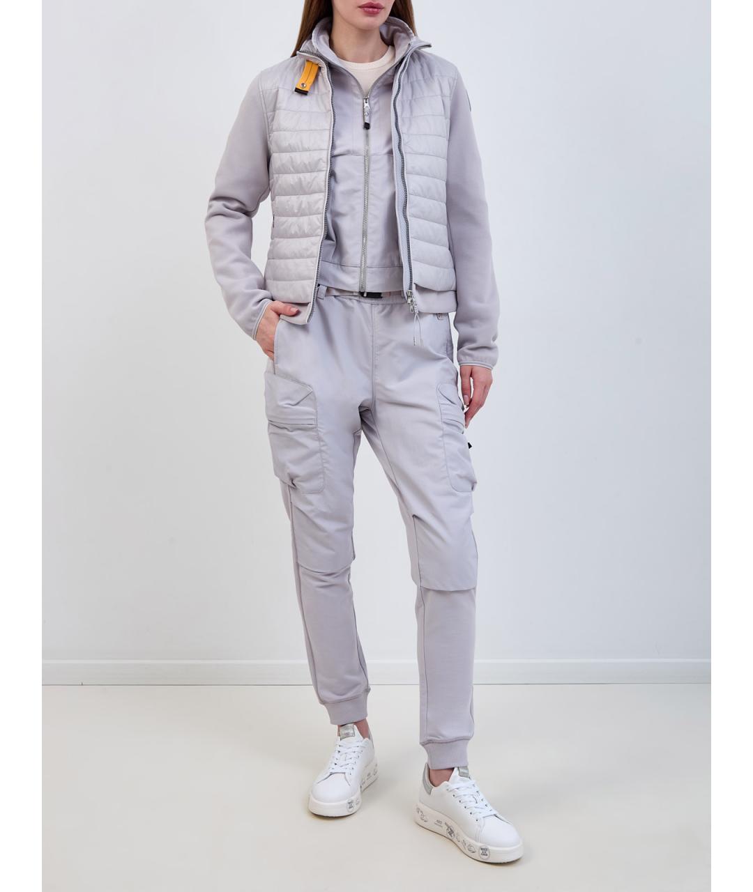 PARAJUMPERS Серые хлопковые прямые брюки, фото 2